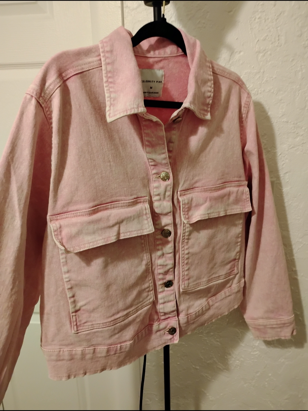Celebrity Pink Denim Light Pink Jacket with Front Flap Pockets Size M - Picture 6 of 8